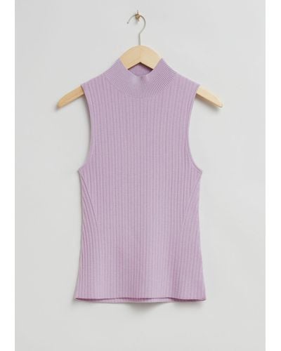 & Other Stories Sleeveless Mock Neck Top - Blue