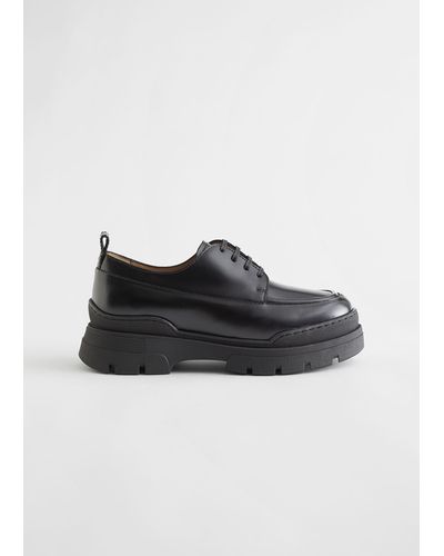 & Other Stories Lace Up Chunky Sole Loafers - Black