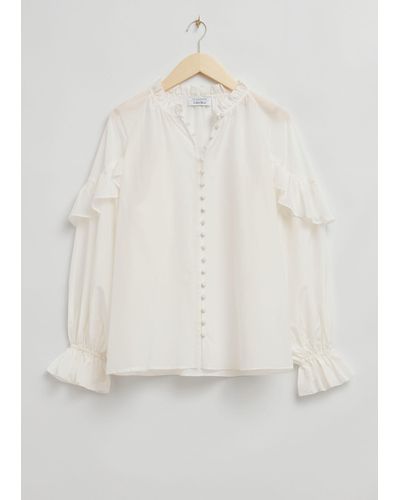 & Other Stories Relaxed Frill Detail Blouse - Natural