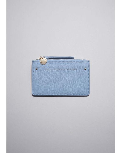 & Other Stories Leather Card Wallet - Blue