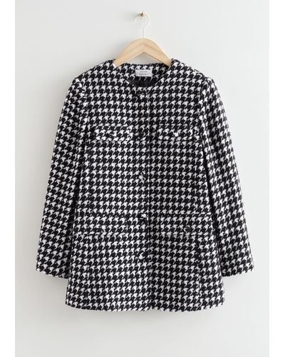 & Other Stories Buttoned Tweed Jacket - Grey