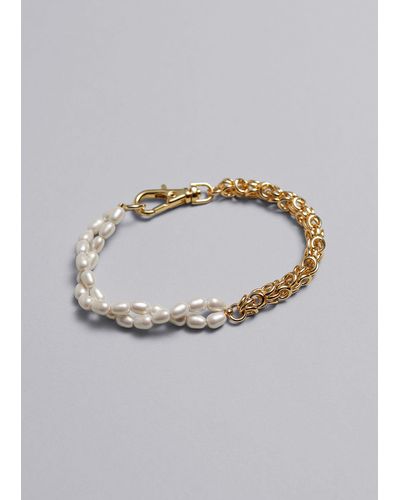 & Other Stories Pearl Chain Bracelet - Metallic