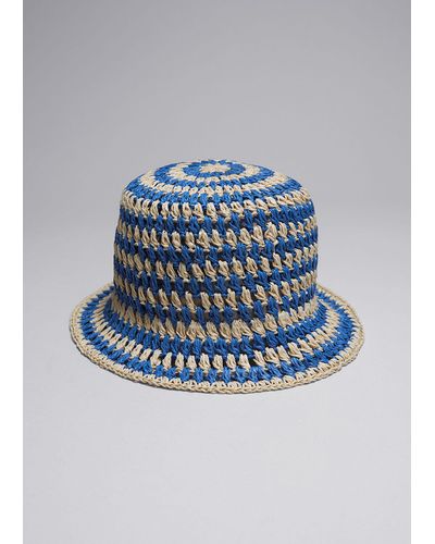 & Other Stories Crochet Straw Hat - Blue
