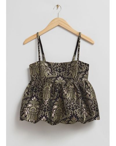 & Other Stories Strappy Jacquard Top - Yellow