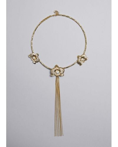 & Other Stories Flower Choker Necklace - Metallic