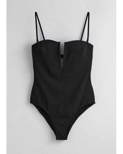 & Other Stories V-cut Swimsuit - Black