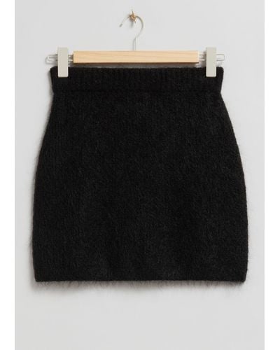 & Other Stories Fuzzy Knit Mini Skirt - Black