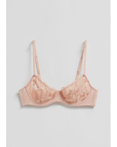& Other Stories Floral Lace Underwire Bra - Natural