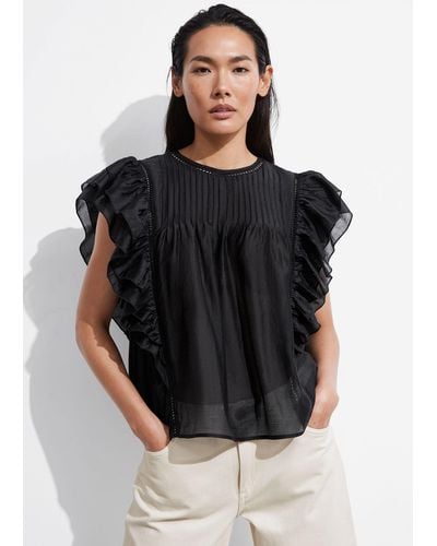 & Other Stories Ruffled Top - Black