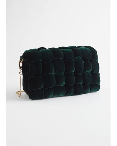 & Other Stories Quilted Velvet Clutch Bag - Green