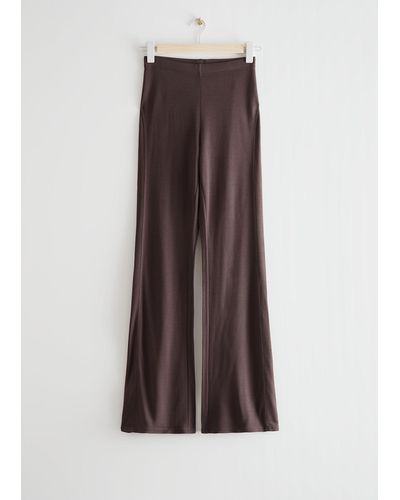 & Other Stories Flared Jersey Leggings - Brown
