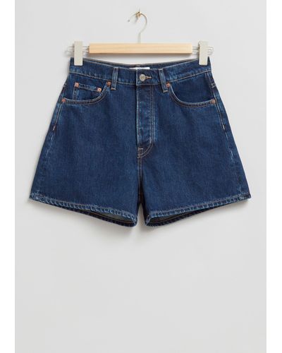 & Other Stories Jeansshorts Mit Hohem Bund - Blau