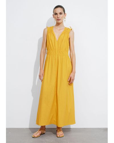 & Other Stories Tie-detailed Midi Dress - Yellow
