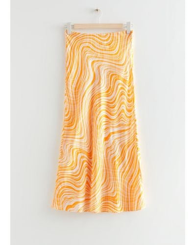 & Other Stories Printed Slip Midi Skirt - Yellow