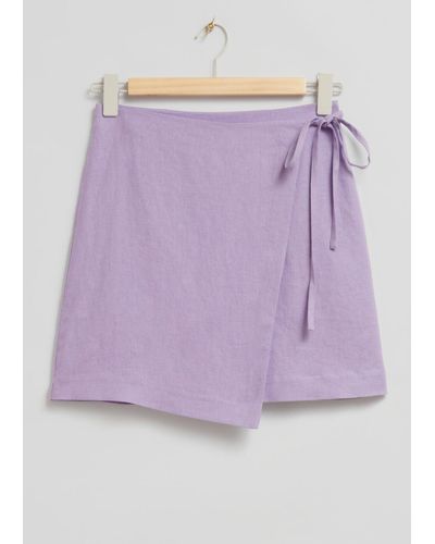 & Other Stories '90s Inspired Linen Wrap Skirt - Purple