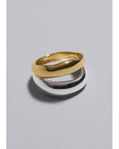 & Other Stories Duo Tone Twin Ring - Grey