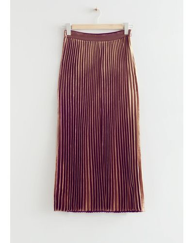 & Other Stories Relaxed Pleated Midi Skirt - Purple