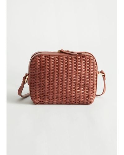 & Other Stories Midi Woven Leather Shoulder Bag - Natural