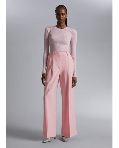 & Other Stories Pleated Pants - Pink