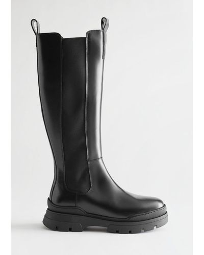 & Other Stories Tall Leather Chelsea Boots - Black