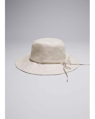 & Other Stories Linen Bow Bucket Hat - White