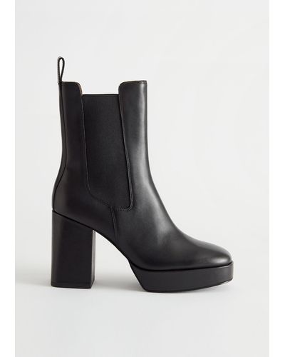 & Other Stories Everyday Leather Platform Boots - Black