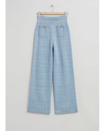 & Other Stories Tweed Knit Patch Pocket Trousers - Blue