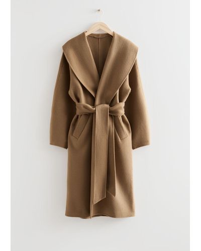 & Other Stories Oversized Shawl Collar Coat - Natural