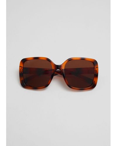 & Other Stories Square Frame Sunglasses - Brown