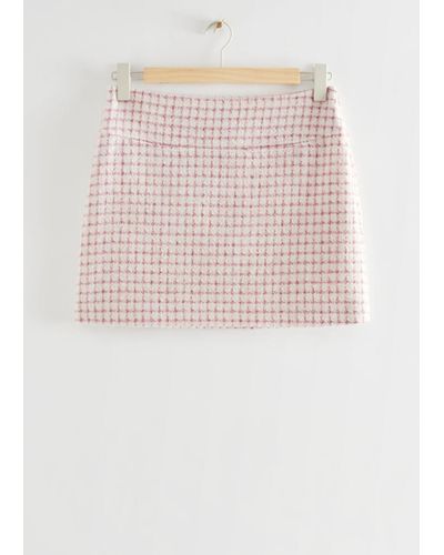 & Other Stories Fitted Tweed Mini Skirt - Pink