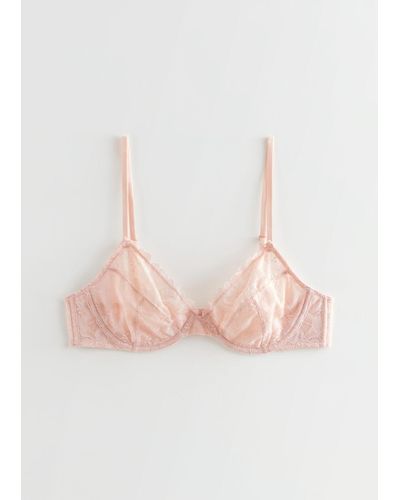 & Other Stories Floral Lace Underwire Bra - Pink