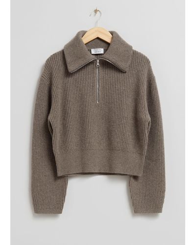 & Other Stories Half-zip Knit Sweater - Grey