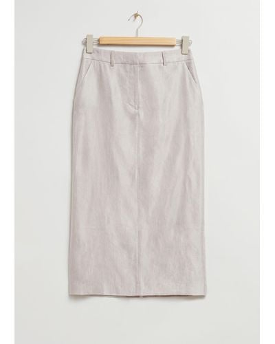 & Other Stories Linen-blend Midi Skirt - White