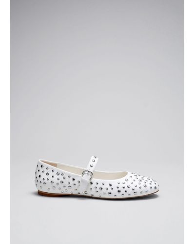 & Other Stories Studded Leather Ballet Flats - White
