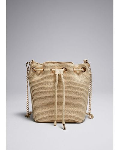 & Other Stories Woven Paper-straw Bucket Bag - Natural