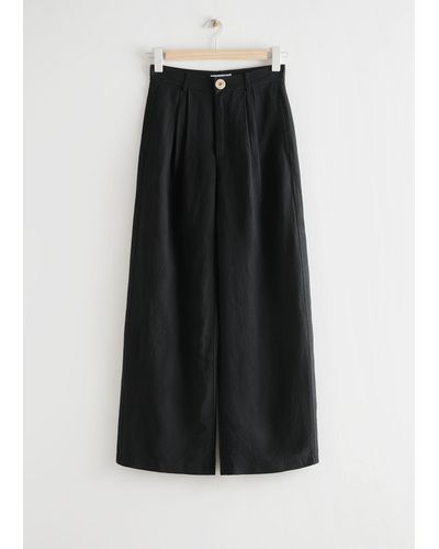 & Other Stories High-waist Linen Trousers - Black