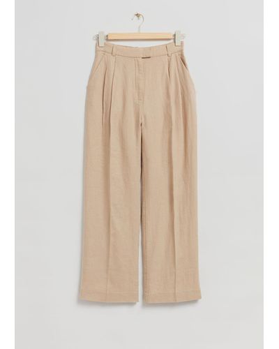 & Other Stories Tailored Linen Trousers - Natural