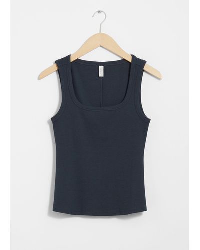 & Other Stories Ribbed Tank Top - Blue