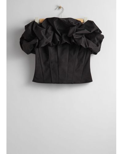 & Other Stories Ruffled Corset Top - Black