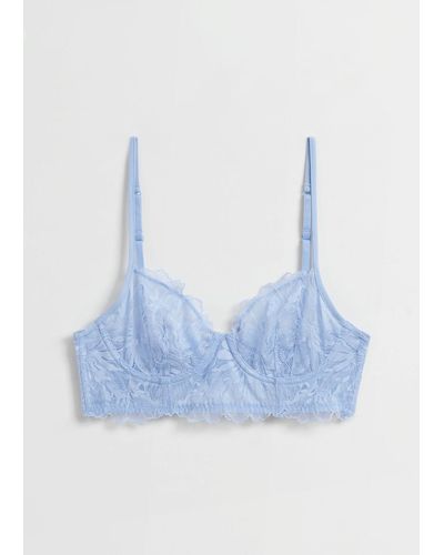 & Other Stories Floral Lace Underwire Bra - Blue