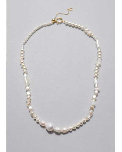 & Other Stories Mixed Pearl Necklace - White