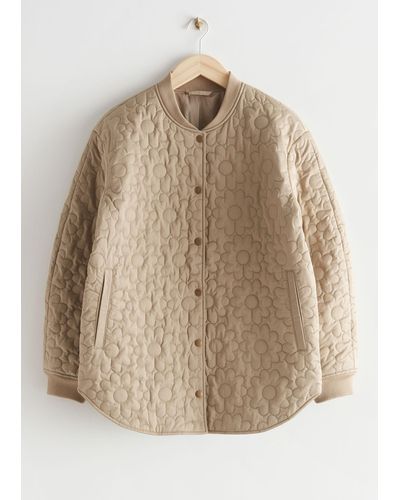 & Other Stories Oversized Floral Quilted Jacket - Natural