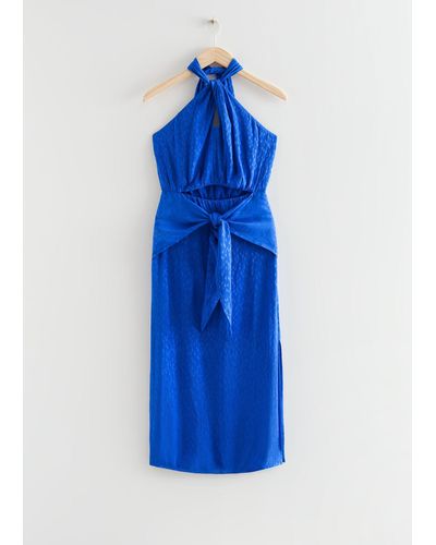 & Other Stories Halter Cut-out Midi Dress - Blue