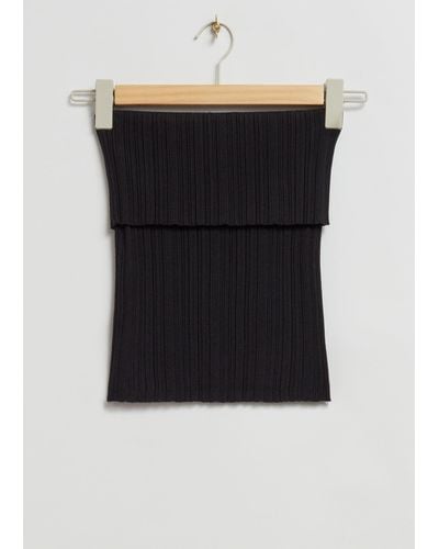 & Other Stories Off-the-shoulder Knitted Tube Top - Black