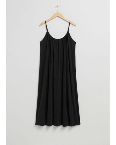 & Other Stories Gathered Detail Strappy Dress - Black
