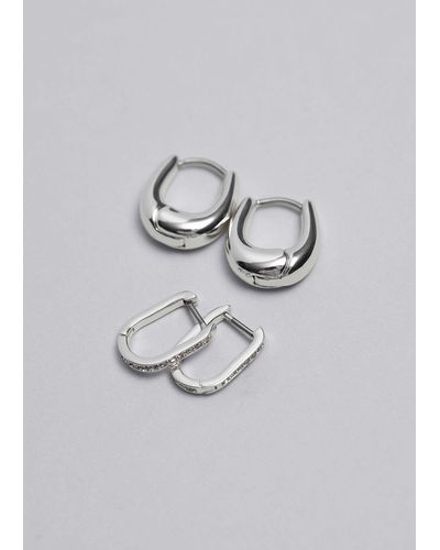 & Other Stories Hoop Earrings Set - Grey