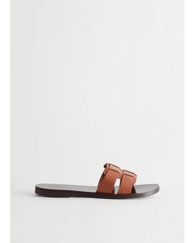 & Other Stories Duo Strap Leather Sandals - Natural