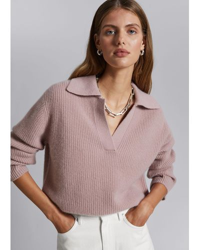 & Other Stories Collared Cashmere Jumper - White