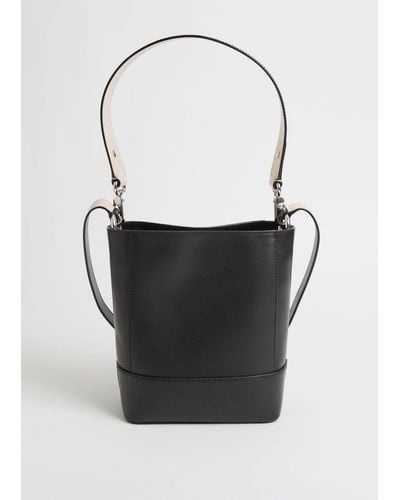 & Other Stories Detailed Leather Bucket Bag - White