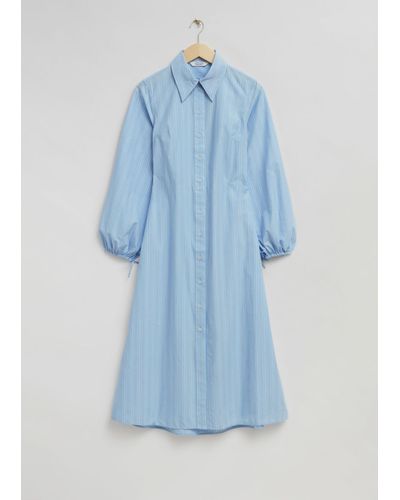 & Other Stories Fitted Cut-out Shirt Dress - Blue